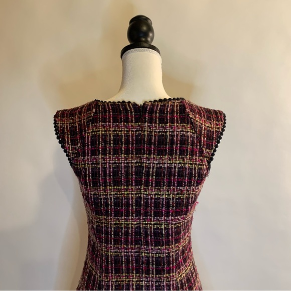 Nanette by Nanette Lepore Drop Waist Magenta Knee Tweed Length Dress Size 2 - Picture 6 of 13
